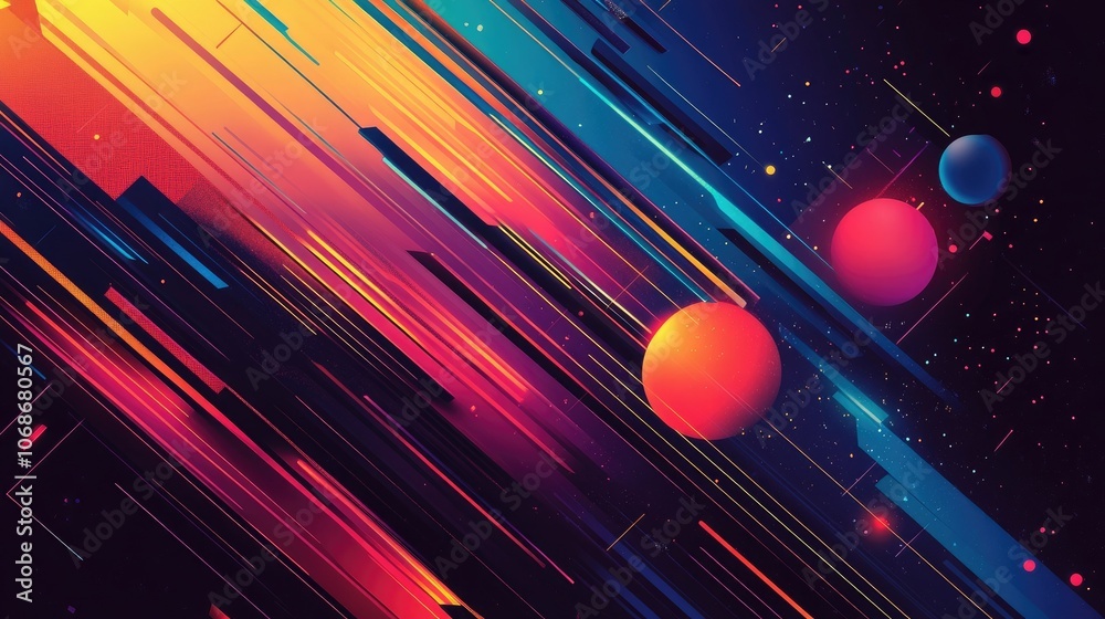 Poster a clean, futuristic abstract design with minimalist geometric shapes, blending vibrant colors and sh