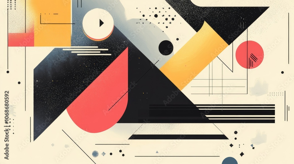 Poster A clean, futuristic abstract design with minimalist geometric shapes, blending vibrant colors and sharp lines, creating a digital art aesthetic