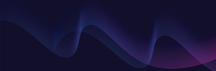 Modern abstract pink blue gradient flowing wave lines on dark background. Glowing lines