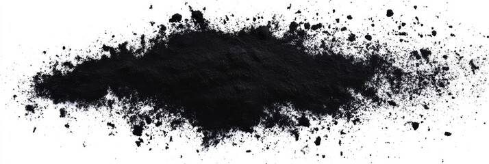 Naklejka premium This striking abstract image showcases a rich black powder texture, emphasizing a grainy grunge effect within a minimalist design that captivates and draws in viewers with its visual appeal