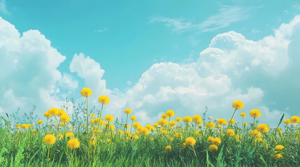 meadow with dandelions