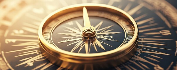 A golden compass pointing towards true north, symbolizing direction and purpose, golden compass, guidance and clarity