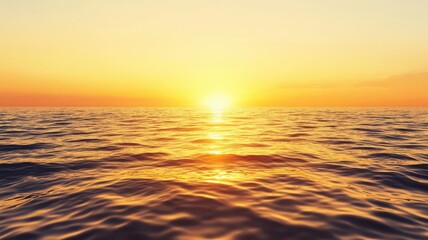 Fototapeta premium A golden sunset over a vast ocean, casting a warm glow, golden sunset, natural beauty
