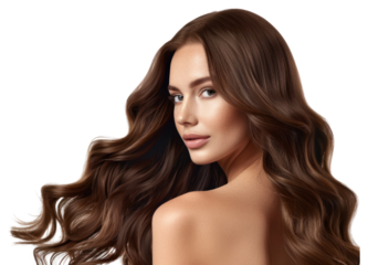 PNG Elegant woman with flowing hair