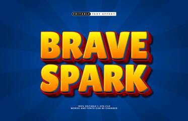 brave spark editable text effect with a super and kids text style