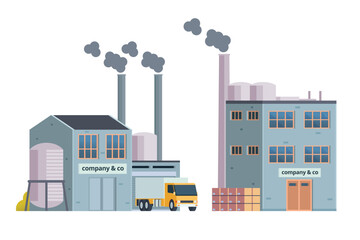 Obraz premium Factory building vector illustration, element for city, infographic and industry illustration