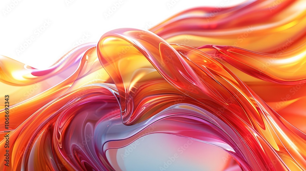 Aufkleber abstract background with colorful swirls and lines on a white background, 3d rendering illustration,