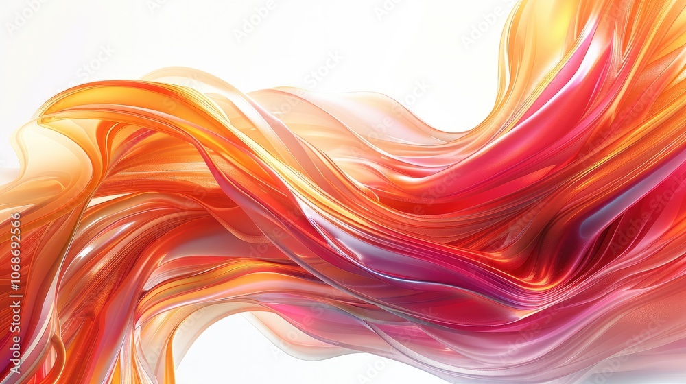 Aufkleber Abstract background with colorful swirls and lines on a white background, 3D rendering illustration, in shades of red, orange, yellow, and pink, sharp focus.
