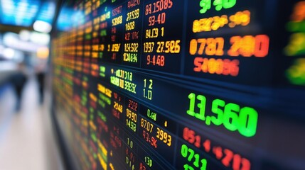 Fototapeta premium High-tech display of the SP 500 index with live charts, numbers, and trends showing the fluctuating market in real-time.