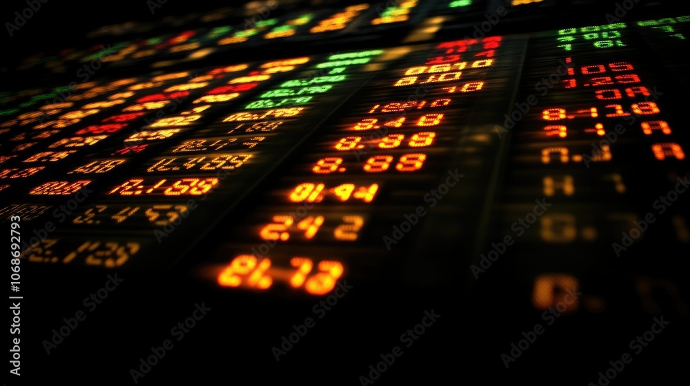 Aufkleber real-time stock market display showing the sp 500 index, with fluctuating numbers and vibrant charts