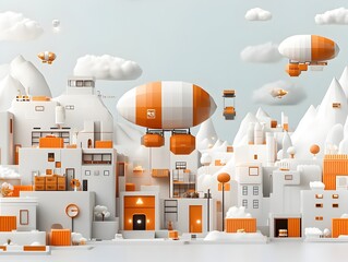 Cutting edge material transport airships with self piloting capabilities AI driven route optimization and renewable energy powered facilities