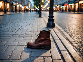 a boot on the street in the city