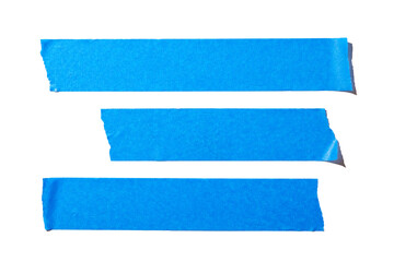 Strips of blue paper tape on white background