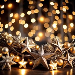 Christmas background with 3D abstract Christmas decorations.