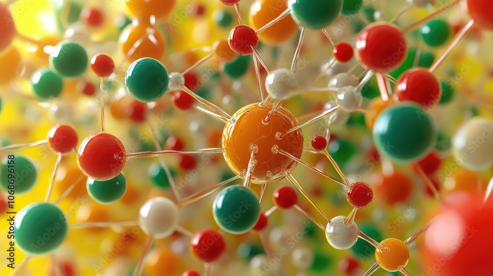 Aufkleber 3d abstract representation of interconnected atoms and molecules, illustrating the foundation of med
