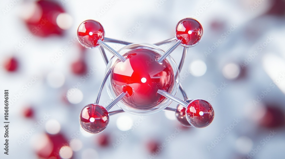 Poster 3d abstract representation of interconnected atoms and molecules, illustrating the foundation of med