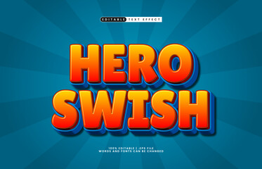 hero swish editable text effect with a super and kids text style
