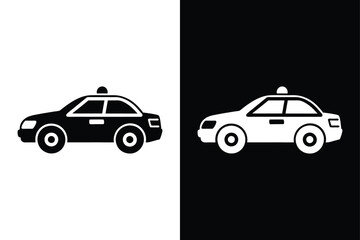 Police Car  icon on White Background Vector Art Illustration on white background.