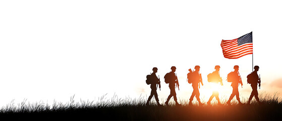 Honor veterans day by recognizing the courage of soldiers marching with the american flag
