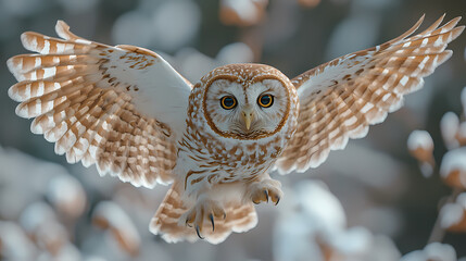 Owls are nocturnal birds of prey known for their large, round eyes, sharp talons, and distinctive hoots. With feathers designed for silent flight, they hunt small animals under the cover of night.