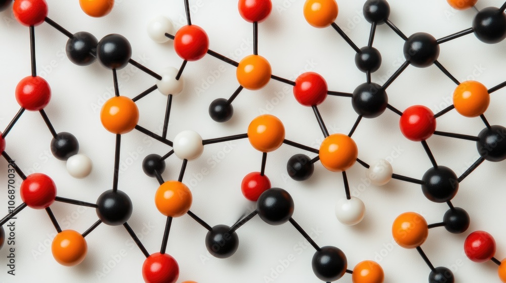 Aufkleber Abstract 3D molecular model with atoms connected by bonds, illustrating the cutting-edge science behind medicine and chemical research