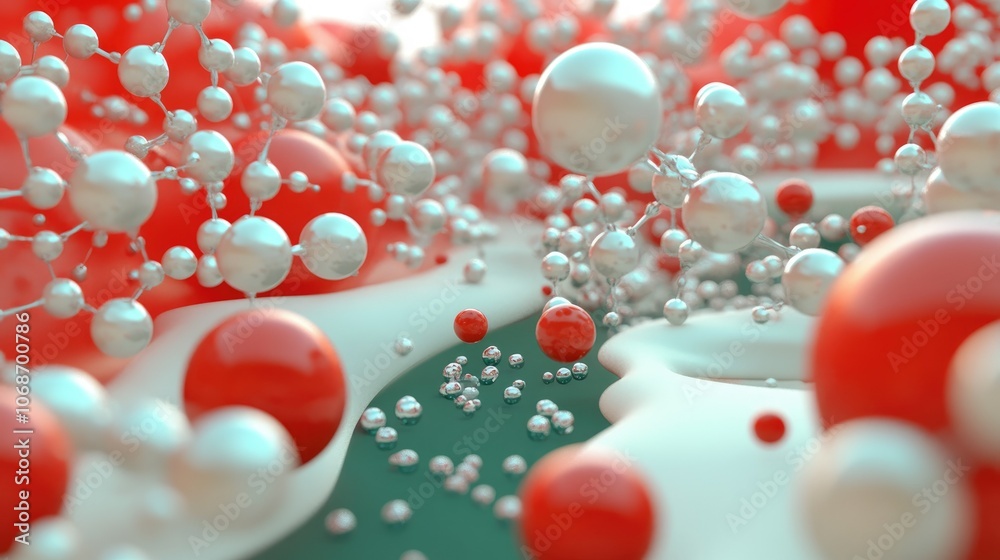 Poster abstract 3d science visualization of molecules and atoms in a seamless background, representing the 