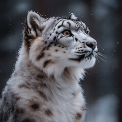 Fototapeta premium White tiger with black spots looking up