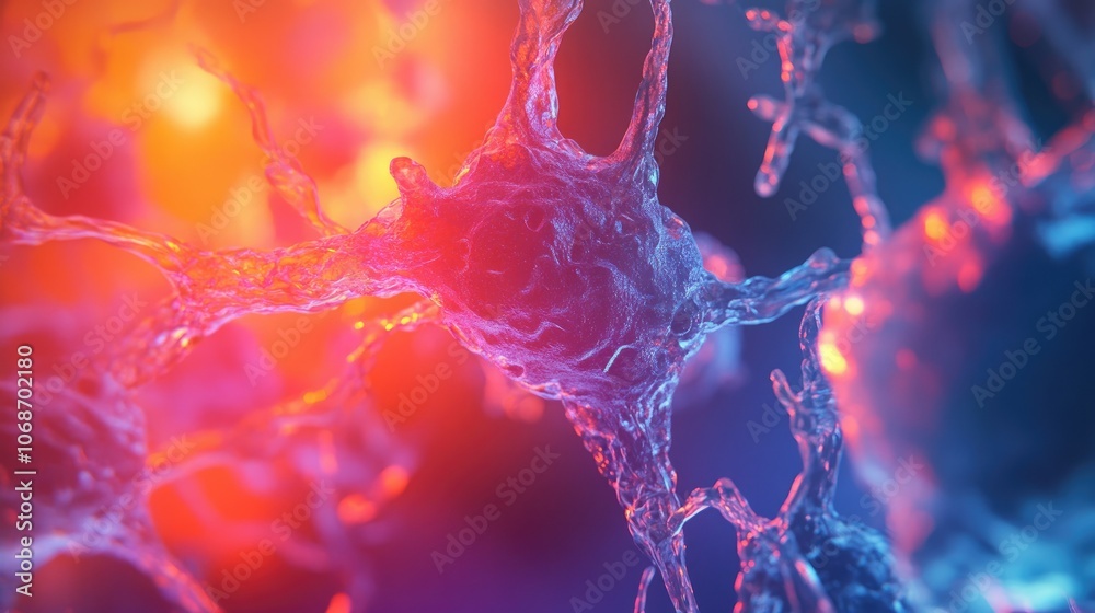 Poster creative 3d visualization of stem cells interacting with tissue structures, demonstrating the potent