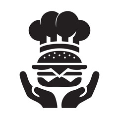 Hand Holding Burger With Chef Hat Vector Illustration
