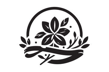 Flower With Ribbon Silhouette Vector Illustration