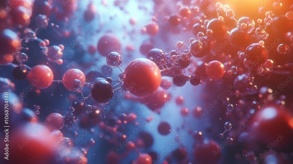 Aufkleber stunning 3d model of molecular structures and atoms in a science background, symbolizing molecular r