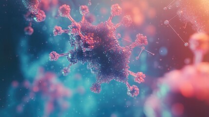 Vibrant 3D science background with molecules and atoms forming interconnected structures, signifying the role of molecular science in medical innovations