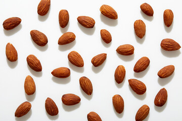 USA, New York State, New York City, Whole almonds on white background