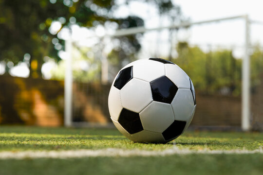 Fototapeta USA, New York State, New York City, Soccer ball on turf field