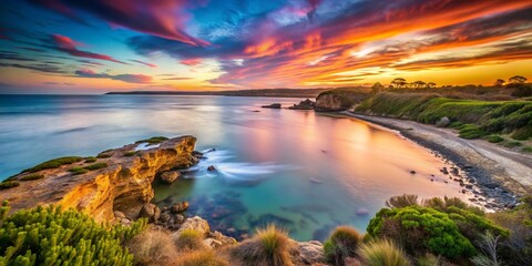Obraz premium Serene Coastal View of Inverloch at Sunset