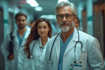 Medical professionals uniform equipment hospital teamwork health care AI generated