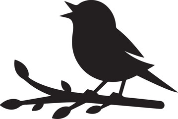 chirping bird silhouette vector art illustration