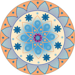 Colorful Orange and Blue Mandala Design vector art illustration