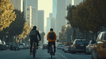 Naklejka premium Urban Biking Adventure in City Landscape