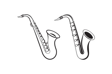 Naklejka premium Saxophone Silhouette vector illustration, Saxophone Silhouette Bundle 