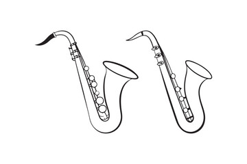 Saxophone Silhouette vector illustration, Saxophone Silhouette Bundle 