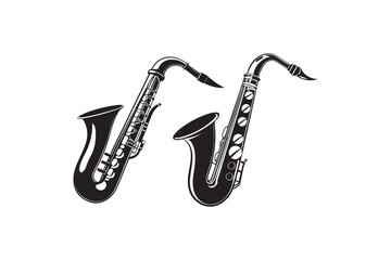 Saxophone Silhouette vector illustration, Saxophone Silhouette Bundle 