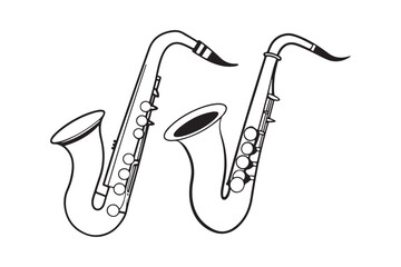 Naklejka premium Saxophone Silhouette vector illustration, Saxophone Silhouette Bundle 