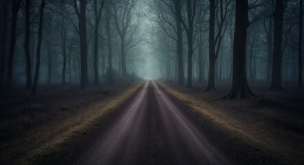 Dark forest path background with moody tones for mystery