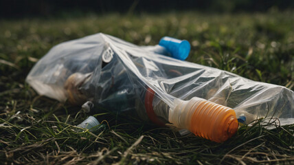 Obraz premium waste plastic bottles and other plastic waste. environment concept, plastic pollution awareness