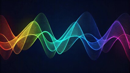 Vibrant multicolored waveforms on dark background: dynamic visual spectrum