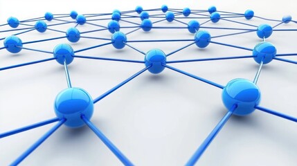 A network of interconnected blue spheres, representing connections, relationships, and communication.