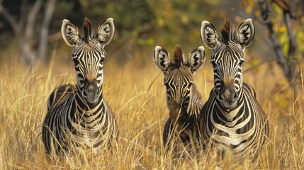 Fototapeta premium Burchell's zebra (Equus quagga burchelli), adult, two zebras,