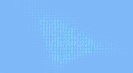 Abstract binary spot by ones and zeros on jordy blue background. Vector graphic pattern