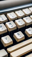 Vintage typewriter key background with closeup for nostalgic effect